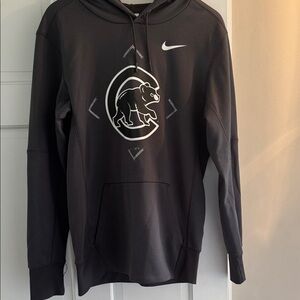 Nike Chicago Cubs Charcoal Grey Hoodie with Cubbie Bear Logo